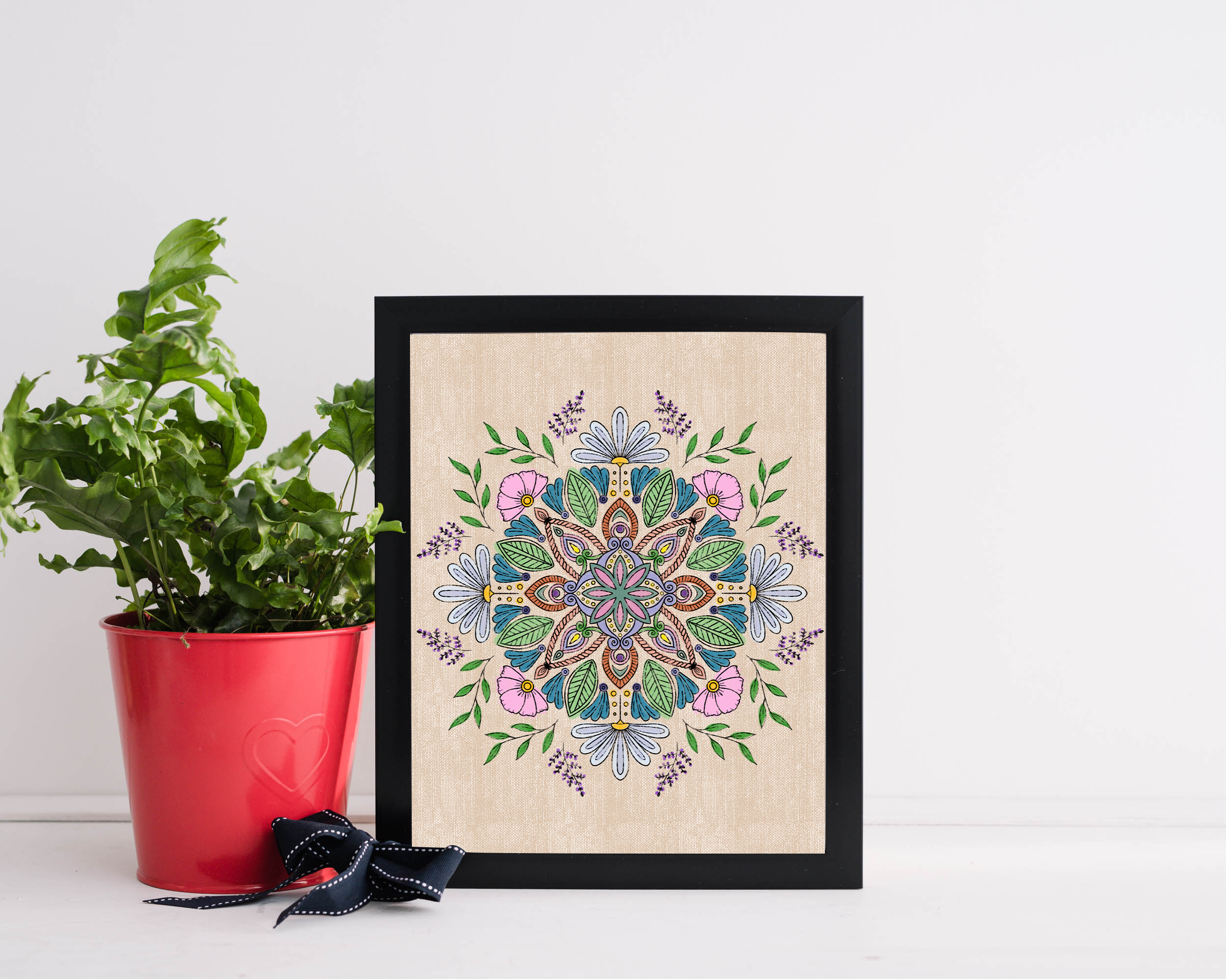 Organic Flower Mandala framed print